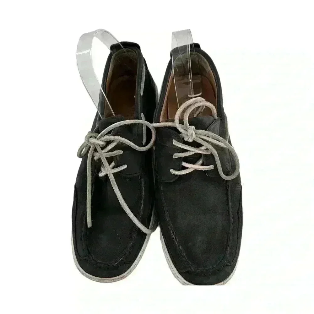Sperry topsider mens boat shoes size 9 navy blue nubuck leather 90s vintage